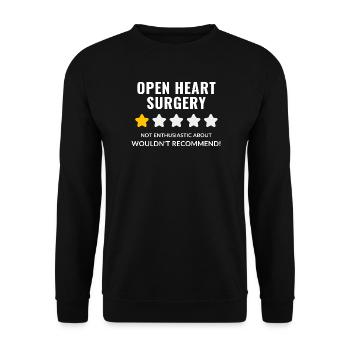 Illustration minimaliste d'une chirurgie à cœur ouvert - Sweat-shirt Unisexe - noir - Devant - Alina (178cm) & Michal (187cm)
