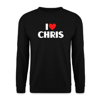 I love Chris Rotes Herz Romantischer Name Fan - Unisex Pullover - Schwarz - Vorne - Alina (178cm) & Michal (187cm)