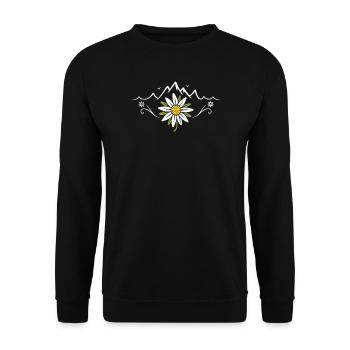 Edelweiß Berge - Volksfest Natur Design - Unisex Pullover - Schwarz - Vorne - Alina (178cm) & Michal (187cm)