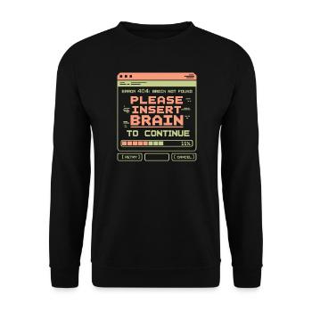 Insert Brain Error 404 Retro Gamer - Unisex Sweatshirt - black - Front - Alina (178cm) & Michal (187cm)