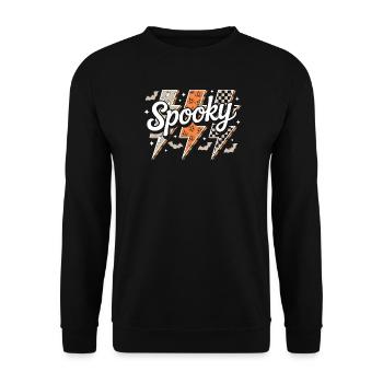 Spooky Retro Lightning Halloween - Unisex Sweatshirt - black - Front - Alina (178cm) & Michal (187cm)