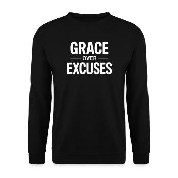 Christian Grace Over Excuses Faith Motivation - Unisex Sweatshirt - black - Front - Alina (178cm) & Michal (187cm)