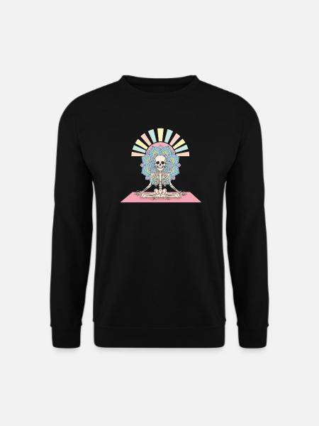 Skeleton yoga mandala illustration - Unisex Sweatshirt - black