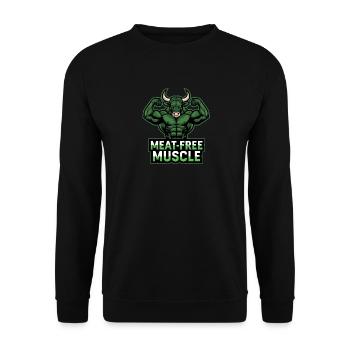 Meat Free Muscle – Green Bull Gym - Unisex Sweatshirt - black - Front - Alina (178cm) & Michal (187cm)