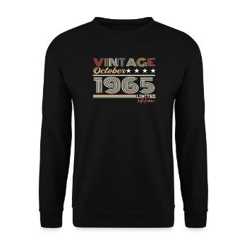 Octobre 1965 rétro anniversaire 1965 Octobre 1965  - Sweat-shirt Unisexe - noir - Devant - Alina (178cm) & Michal (187cm)