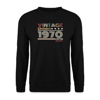 Octobre 1970 rétro anniversaire 1970 Octobre 1970  - Sweat-shirt Unisexe - noir - Devant - Alina (178cm) & Michal (187cm)