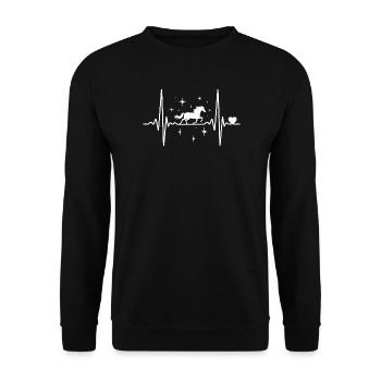 Herzschlag Pferd Reiterin - Unisex Pullover - Schwarz - Vorne - Alina (178cm) & Michal (187cm)