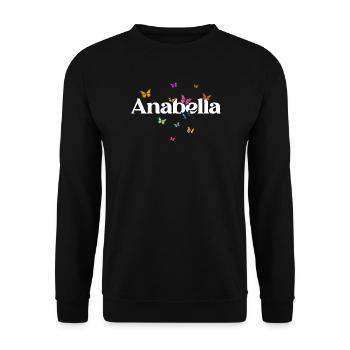 Beautiful girl's name with butterflies ANABELLA - Unisex Sweatshirt - black - Front - Alina (178cm) & Michal (187cm)