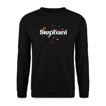 Beau prénom de fille avec des papillons STEPHANI - Sweat-shirt Unisexe - noir - Devant - Alina (178cm) & Michal (187cm)