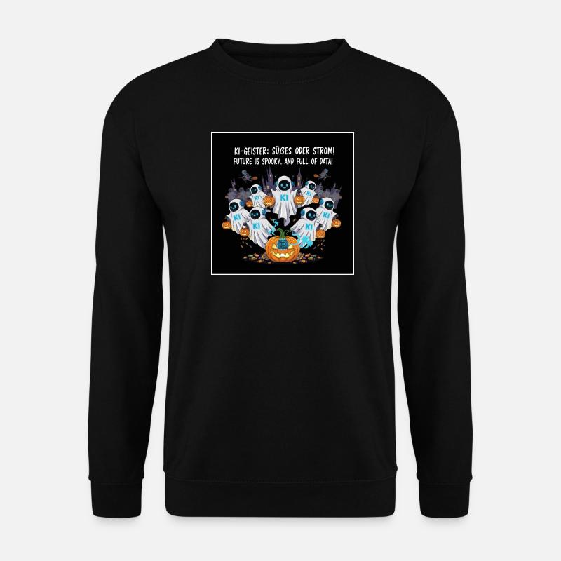 KI-Geister: Süßes oder Strom ! - Unisex Pullover - Schwarz