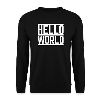 Contrasting Typography 'Hello World' - Unisex Sweatshirt - black - Front - Alina (178cm) & Michal (187cm)