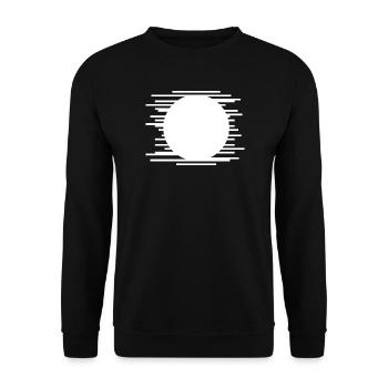 Geometrische Linien - Lebendige Sonnenuntergangs-Berglandschaft - Unisex Pullover - Schwarz - Vorne - Alina (178cm) & Michal (187cm)