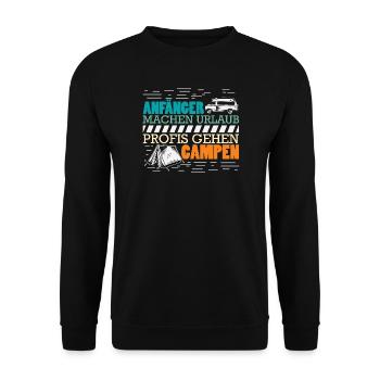 Camper Camping Wohnwagen Spruch - Unisex Pullover - Schwarz - Vorne - Alina (178cm) & Michal (187cm)