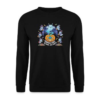 Code citrouille : pas d'insectes, juste des huées ! - Sweat-shirt Unisexe - noir - Devant - Alina (178cm) & Michal (187cm)