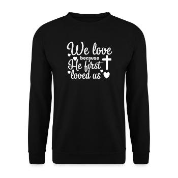 Religiöse Liebesbotschaft Illustration - Unisex Pullover - Schwarz - Vorne - Alina (178cm) & Michal (187cm)