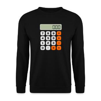 Zahlentag Minimalistischer Rechner Numerisches Muster - Unisex Pullover - Schwarz - Vorne - Alina (178cm) & Michal (187cm)