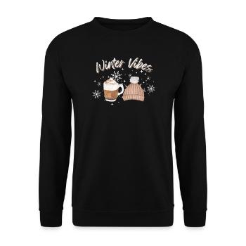 Winter Vibes Snowflake Hat Mug - Unisex Sweatshirt - black - Front - Alina (178cm) & Michal (187cm)