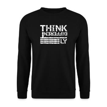 Penser différemment – Conception de typographie grunge - Sweat-shirt Unisexe - noir - Devant - Alina (178cm) & Michal (187cm)