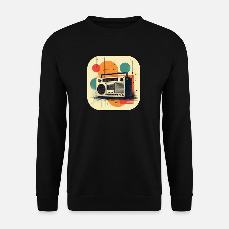 Retro Ghetto Blaster T Shirt - Unisex Pullover - Schwarz