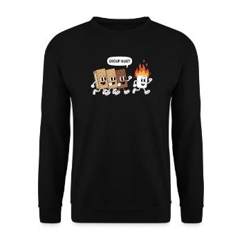 Spooky Smores Hiker Camper Halloween Camping - Unisex Pullover - Schwarz - Vorne - Alina (178cm) & Michal (187cm)
