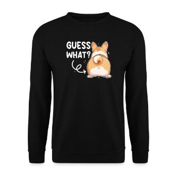 Guess what Corgi Butt saying - Unisex Sweatshirt - black - Front - Alina (178cm) & Michal (187cm)