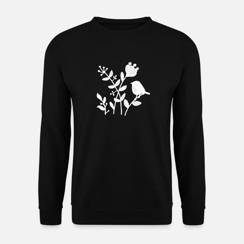 Natur_mit_Vogel_weiss - Unisex Pullover - Schwarz