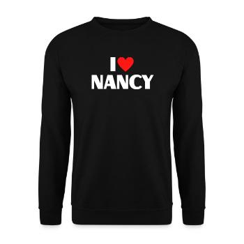 I love Nancy Red Heart Romantic Name Fan - Unisex Sweatshirt - black - Front - Alina (178cm) & Michal (187cm)