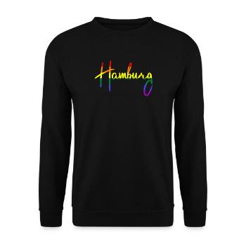 Hamburg - Regenbogen - Regenbogenfarben - Unisex Pullover - Schwarz - Vorne - Alina (178cm) & Michal (187cm)