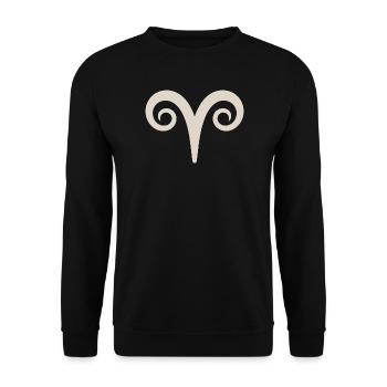 Widder Sternzeichen Symbol Aries Horoskop Widder - Unisex Pullover - Schwarz - Vorne - Alina (178cm) & Michal (187cm)