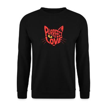 Katzenliebhaber Purrfekte Liebe - Katzenfreund - Unisex Pullover - Schwarz - Vorne - Alina (178cm) & Michal (187cm)