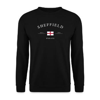 Sheffield England – Urlaub Souvenir & Geschenk - Unisex Pullover - Schwarz - Vorne - Alina (178cm) & Michal (187cm)