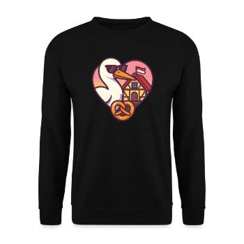 Alsace Stork Heart & Pretzel – Alsatian Pride - Unisex Sweatshirt - black - Front - Alina (178cm) & Michal (187cm)