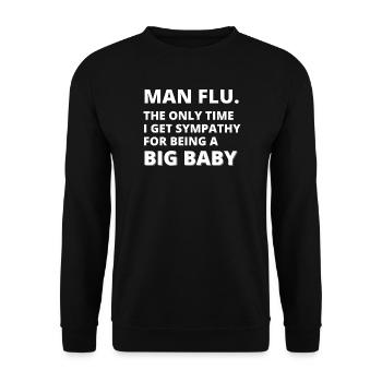Man Flu Big Baby Graphic Tee - Unisex Sweatshirt - black - Front - Alina (178cm) & Michal (187cm)