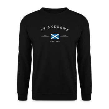 St Andrews, Écosse – Souvenirs et cadeaux de Noël - Sweat-shirt Unisexe - noir - Devant - Alina (178cm) & Michal (187cm)