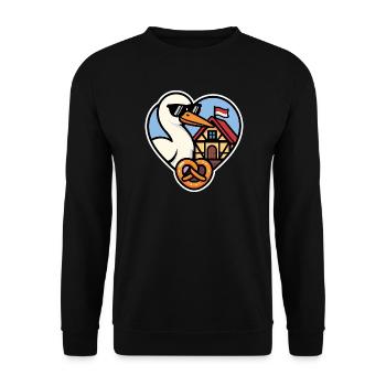 Alsace Stork Heart and Pretzel Alsatian Pride - Unisex Sweatshirt - black - Front - Alina (178cm) & Michal (187cm)