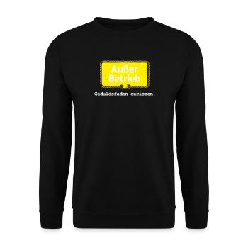 Out of service – patience thread broken saying motif - Unisex Sweatshirt - black - Front - Alina (178cm) & Michal (187cm)