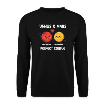 Venus & Mars Perfect Couple Love Design - Unisex Pullover - Schwarz - Vorne - Alina (178cm) & Michal (187cm)