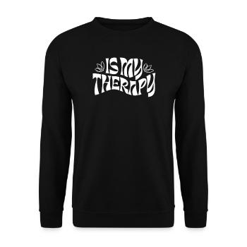Is My Therapy – Retro Statement - Unisex Pullover - Schwarz - Vorne - Alina (178cm) & Michal (187cm)
