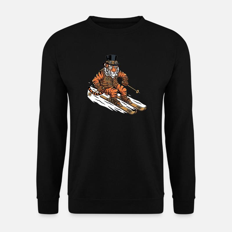Steampunk Tiger Skier Alps Slope - Unisex Sweatshirt - black