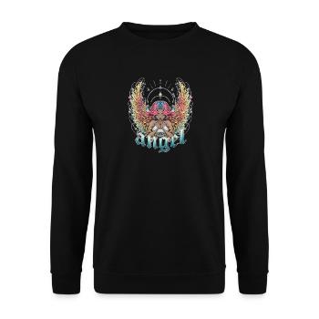 Celestial Angel with Multicoloured Wings - Unisex Sweatshirt - black - Front - Alina (178cm) & Michal (187cm)