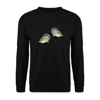 Niedliche Weltraum-Turtles - Unisex Pullover - Schwarz - Vorne - Alina (178cm) & Michal (187cm)