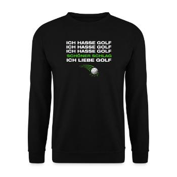 Ich liebe Golf Golfer Golfen - Unisex Pullover - Schwarz - Vorne - Alina (178cm) & Michal (187cm)