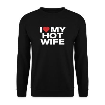 I Love My Hot Wife - Unisex Pullover - Schwarz - Vorne - Alina (178cm) & Michal (187cm)