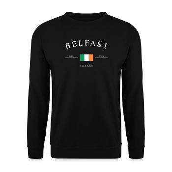 Belfast Nordirland – Urlaub Souvenir & Geschenk - Unisex Pullover - Schwarz - Vorne - Alina (178cm) & Michal (187cm)