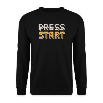 Press Start Retro Gamer Pixel Look Arcade - Unisex Sweatshirt - black - Front - Alina (178cm) & Michal (187cm)