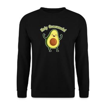 Avocado Holy Guacamole Wortspiel Kawaii Geschenk - Unisex Pullover - Schwarz - Vorne - Alina (178cm) & Michal (187cm)