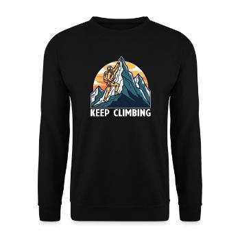 Keep Climbing Bergsteiger – Retro Bergmotiv - Unisex Pullover - Schwarz - Vorne - Alina (178cm) & Michal (187cm)