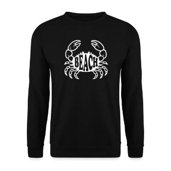 Minimalist "Beach" Crab Graphic T-Shirt & Sticker - Unisex Sweatshirt - black - Front - Alina (178cm) & Michal (187cm)