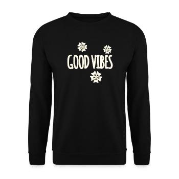 Les fleurs symbolisent le design des vibrations positives - Sweat-shirt Unisexe - noir - Devant - Alina (178cm) & Michal (187cm)