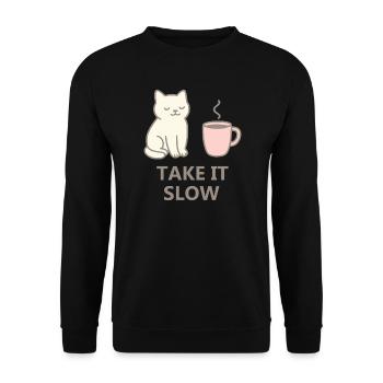 Sweat à capuche esthétique Lofi – Take It Slow Streetwear - Sweat-shirt Unisexe - noir - Devant - Alina (178cm) & Michal (187cm)
